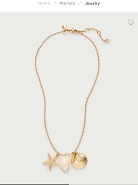 J. Crew Gold Sea Charm Necklace with Starfish, Shell and Disc